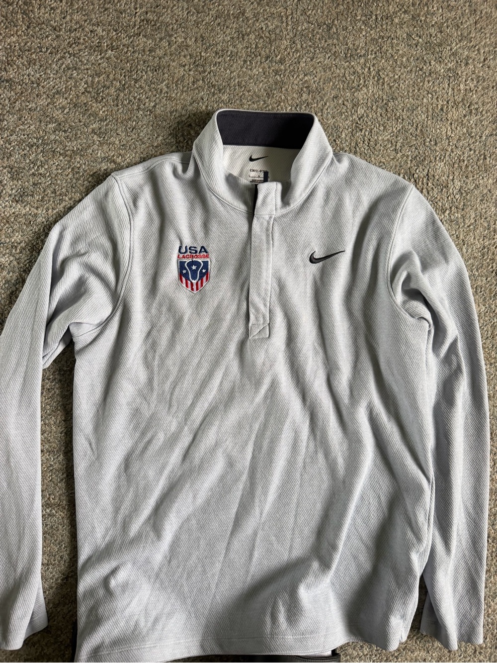Nike Light Gray USA Lacrosse Quarter-Zip Pullover